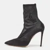 Aquazzura Black Mesh And Suede Pointed Toe Hot Stuff Ankle Booties In Black