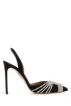 Aquazzura Black Satin Gatsby Sling 105 Pumps In Black