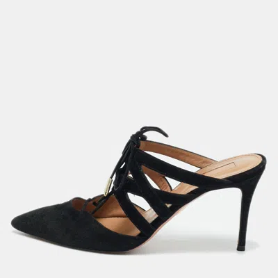 Aquazzura Black Suede Belgravia Mules