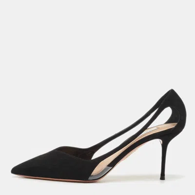 Pre-owned Aquazzura Black Suede Dangerous Liaisons Pumps Size 39.5