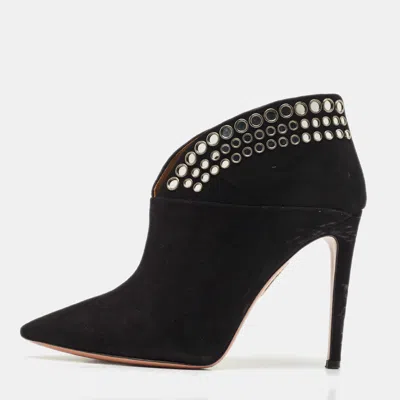 Aquazzura Black Suede Disco Booties