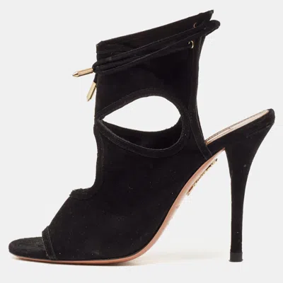 Pre-owned Aquazzura Black Suede Sexy Thing Sandals Size 36