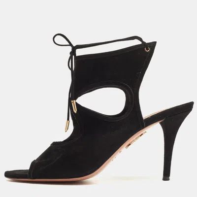 Pre-owned Aquazzura Black Suede Sexy Thing Sandals Size 42