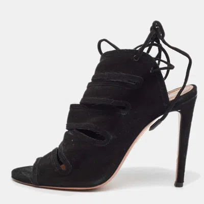 Aquazzura Black Suede Sloane Sandals