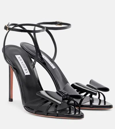 Aquazzura Black Tie 105 Bow-detail Leather Sandals