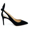 Aquazzura Bow Tie 105mm Leather Pumps In Black