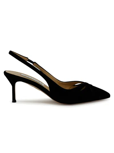 Aquazzura Black Velvet Moves Sling 65