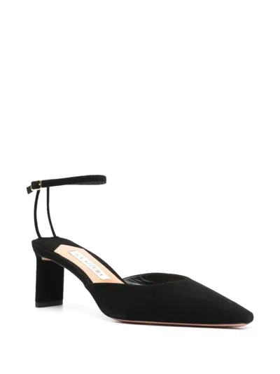 Aquazzura Blade Black Velvet Shoe 65mm Heel