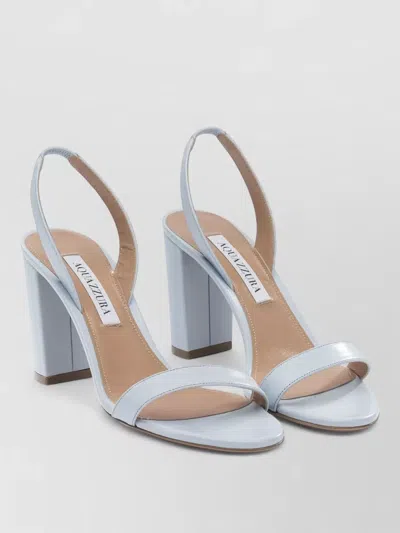 Aquazzura Block Heel Open Toe Smooth Finish Sandals In Blue