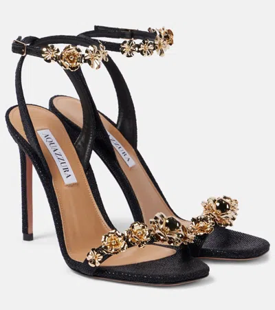 Aquazzura Bloom 105 Embellished Sandals In Black