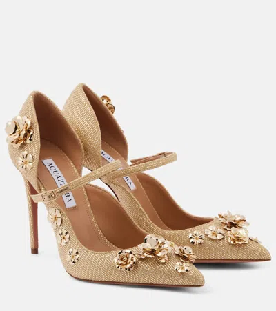 Aquazzura Bloom 105 Pumps In Gold
