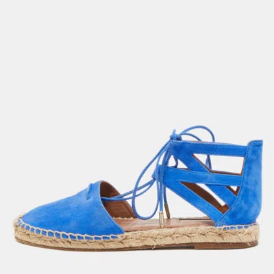 Aquazzura Blue Suede Belgravia Espadrille Flats