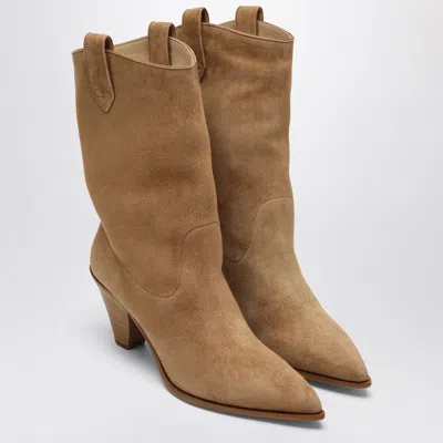 Aquazzura Boogie Camel-coloured Texan Boots In Animal Print