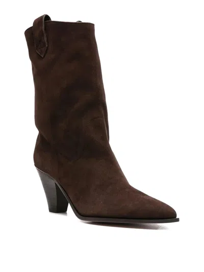 Aquazzura Boogie Cowboy Bootie In Brown