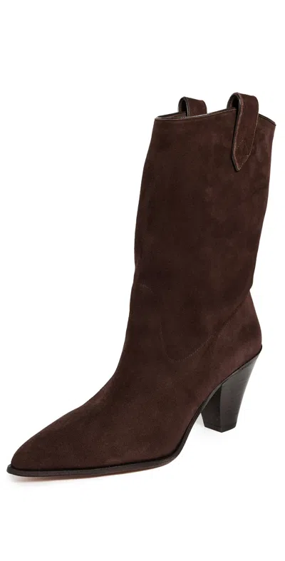 Aquazzura Boogie Cowboy Booties Espresso In Brown