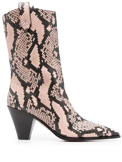 Aquazzura Boogie Cowboy Heeled Booties In Pink