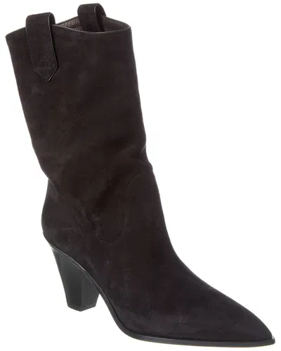 Aquazzura Boogie Suede Cowboy Bootie In Black