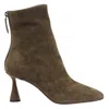 Aquazzura Amore Green Ankle Boots With Zip Closure And High Sculpted Heel In Suede Woman In Green