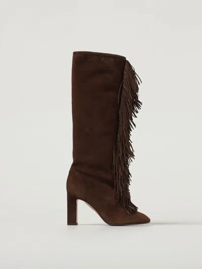 Aquazzura Flat Ankle Boots  Woman Color Brown