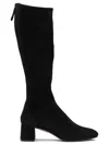 Aquazzura High Block Heel Knee-high Suede Boots In Black
