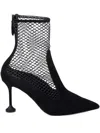 Aquazzura Brera Mesh Suede Stiletto Ankle Booties In Black