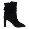 Aquazzura Very Bow Tie 85 Suede Ankle Boots In Black