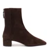 Aquazzura Pointed Toe Brown Suede Ankle Booties In Black
