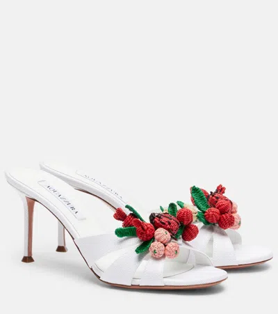 Aquazzura Botanica Raffia Mules In White