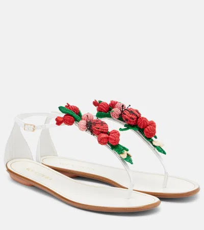 Aquazzura Botanica Raffia-effect Thong Sandals In White