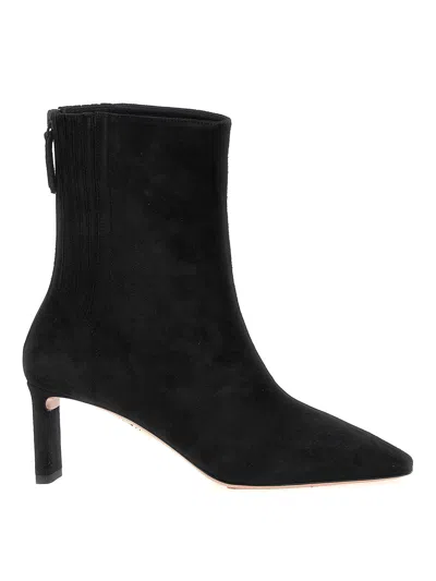 Aquazzura Black Ankle Boots With Blade Heel In Suede Woman