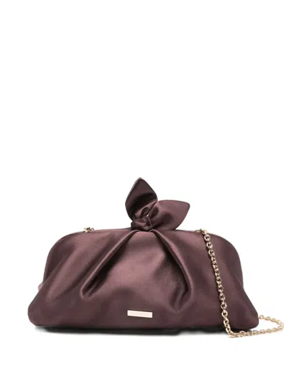 Aquazzura Bow Chain Clutch Bag In Brown