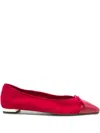 Aquazzura Bow-detail Cap-toe Flats In Red