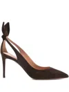Aquazzura Bow Tie Pointed-toe Pumps In Brown