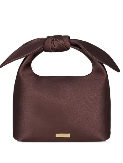 Aquazzura Bow-detail Satin Mini Bag In Brown