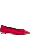 Aquazzura Bow-detail Suede Ballet Flats In Pink