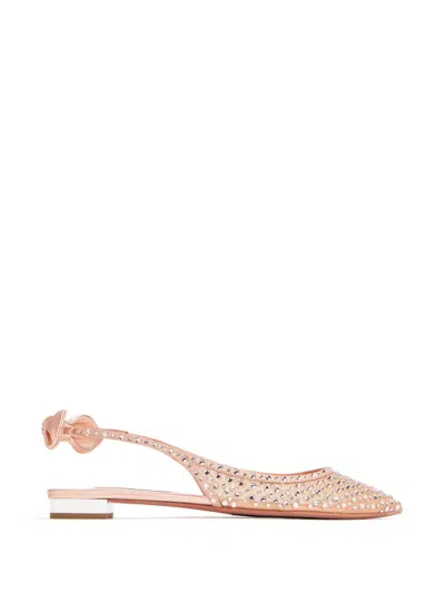 Aquazzura Bow-embellished Ballerina Shoes In Neutrals
