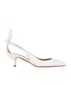 Aquazzura Bow Tie 50mm Leather Pumps In White