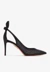 Aquazzura Bow Tie 105 Crystal Tulle Pointed-toe Flats