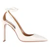 Aquazzura Bow Tie 105 Cutout Pumps In White Lamb Leather In Neutral