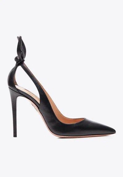 Aquazzura Black Leather Bow Tie Pump 105 Pumps