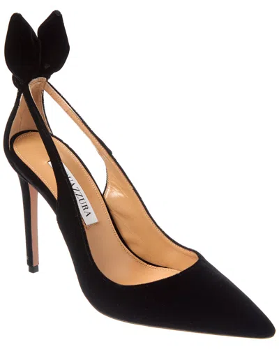 Aquazzura Bow Tie 105 Velvet Pump In Black