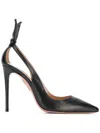 Aquazzura Bow Tie Pump 85 In Camoscio Colore Nero In Black