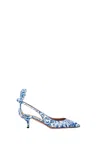 Aquazzura Bow Tie 50 Heels In Clear Blue