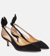 Aquazzura 50mm Bow Tie Suede Pumps In Black