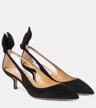 AQUAZZURA BOW TIE 50 SUEDE PUMPS