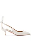 Aquazzura Bow Tie 50mm Leather Pumps In White