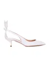 Aquazzura Bow Tie 50mm Leather Pumps In White
