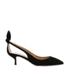 Aquazzura 50 Bow-tie Suede Pumps In Black