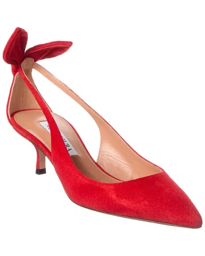 Aquazzura Bow Tie 65 Suede Slingback Pump In Red