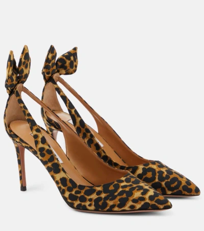 Aquazzura Bow Tie 85 Leopard-print Pumps In Multicoloured